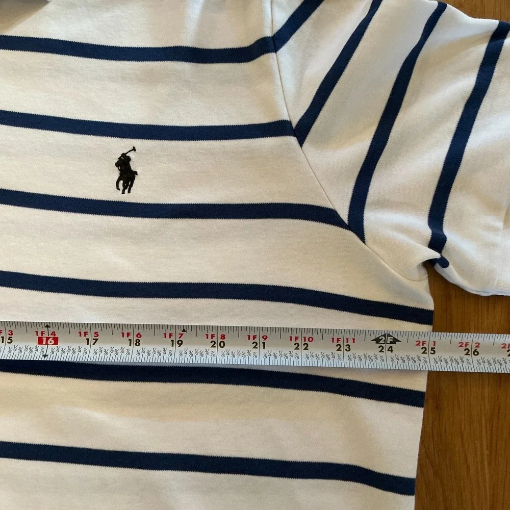 Polo Ralph Lauren Striped Polo Shirt Men's XXL Blue White Cotton Short‎ Sleeve